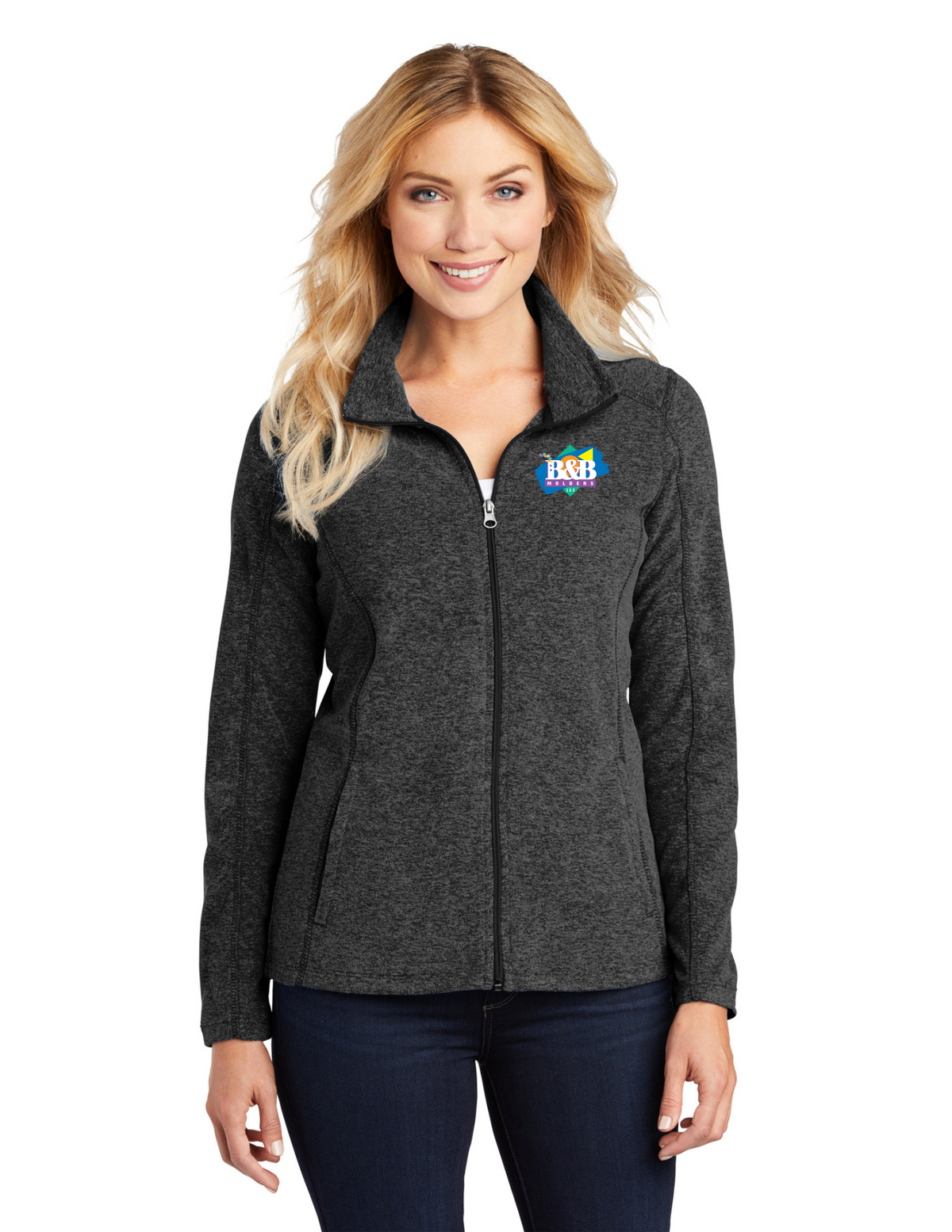 Port Authority® Women's Heather Microfleece Full-Zip Jacket